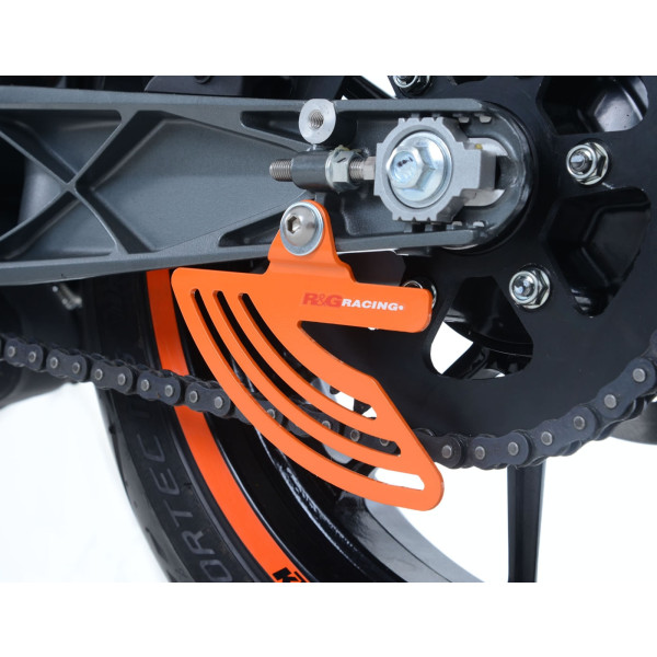 R&G Toe Chain Guards for KTM RC 125/200/390 '14- , Duke 390 24-, Husqvarna Vitpilen 701'18-, Svartpilen 701 '19-, Vitpilen/Svartpilen 401 '20- & Svartpilen 125 '21-, 790 Duke '24-